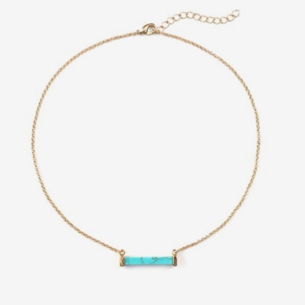 Gold tone and turquoise necklace
